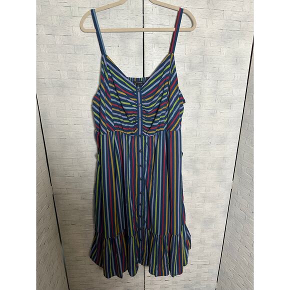 Torrid spaghetti strap dress adjustable pockets striped button front plus size - Picture 3 of 14